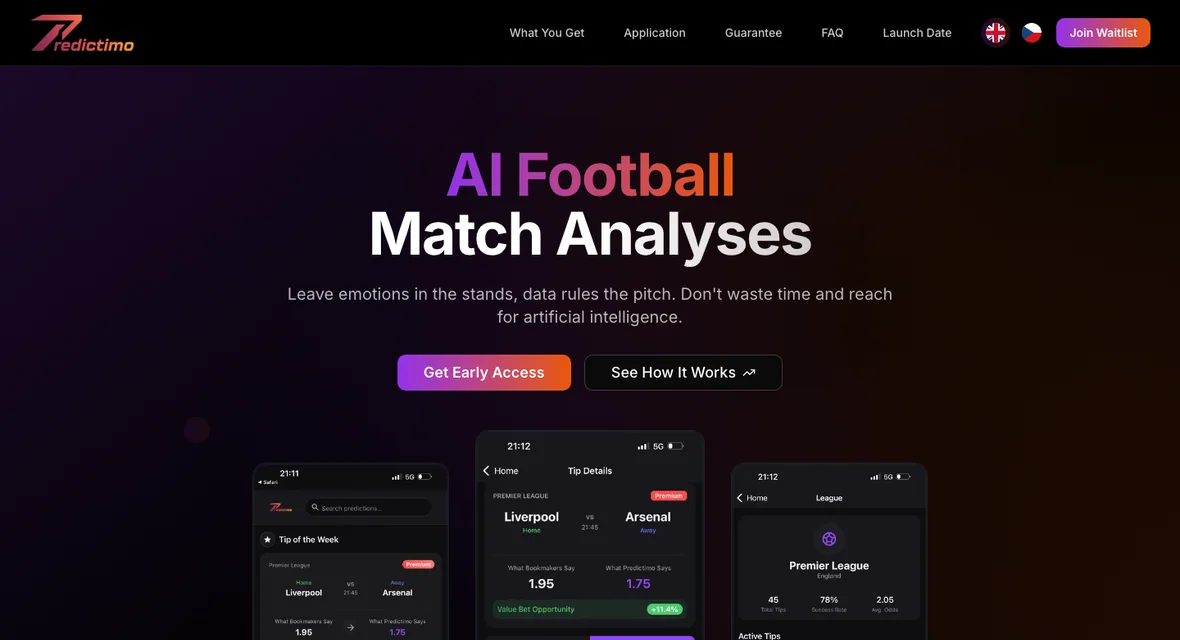 AI analýza zápasů v aplikaci Predictimo